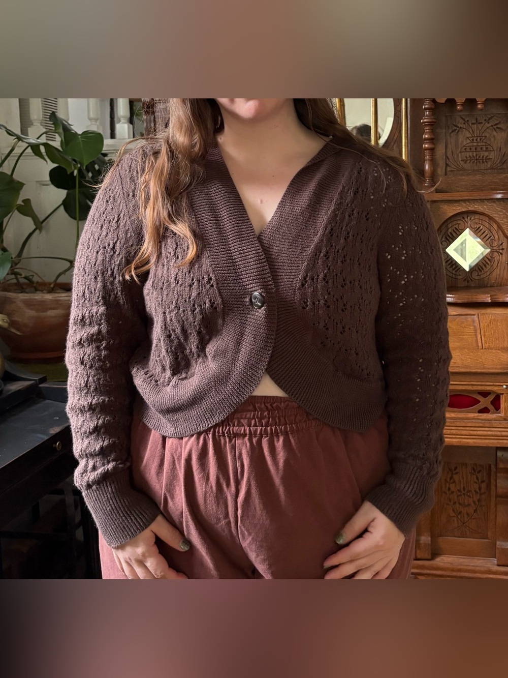 Lane Bryant crochet knit cropped cardigan